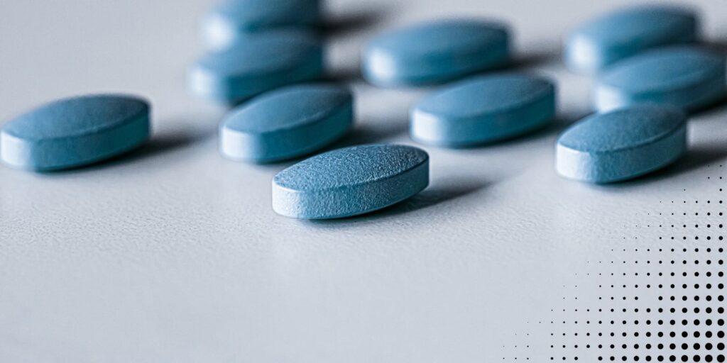 blue pills on table