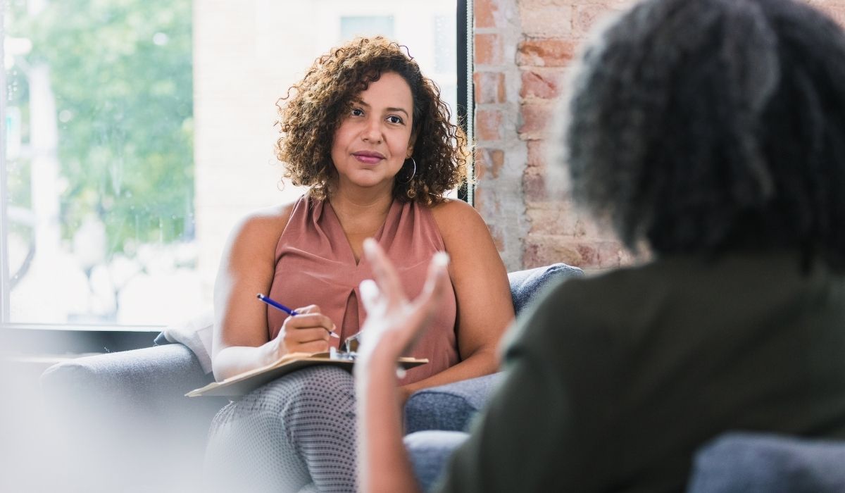 two women in therapy talking