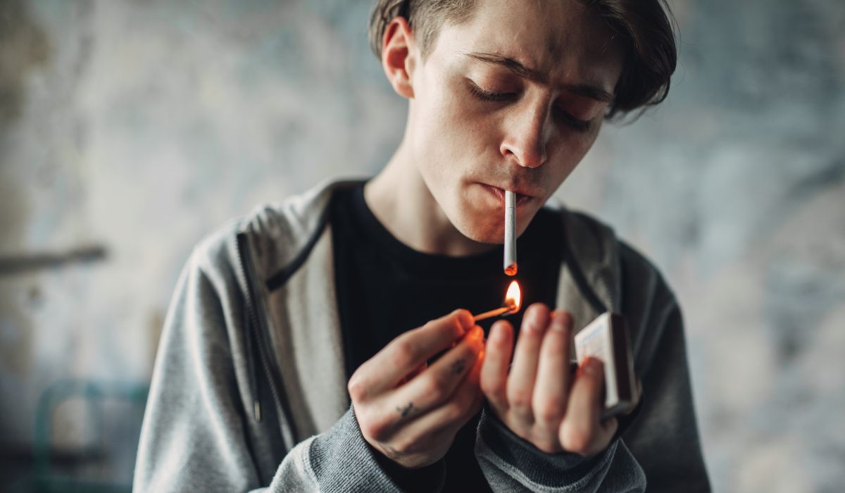 young man smoking