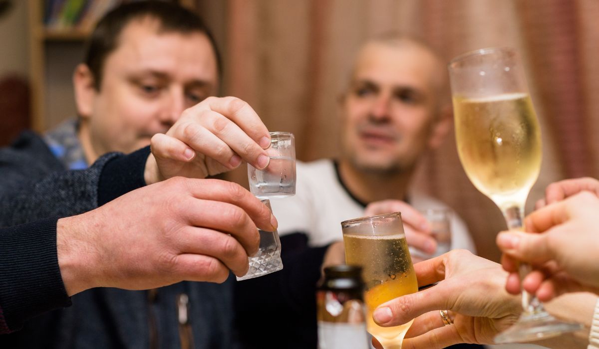 people drinking at a bar