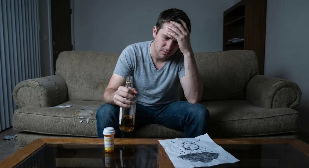 man struggling with addiction
