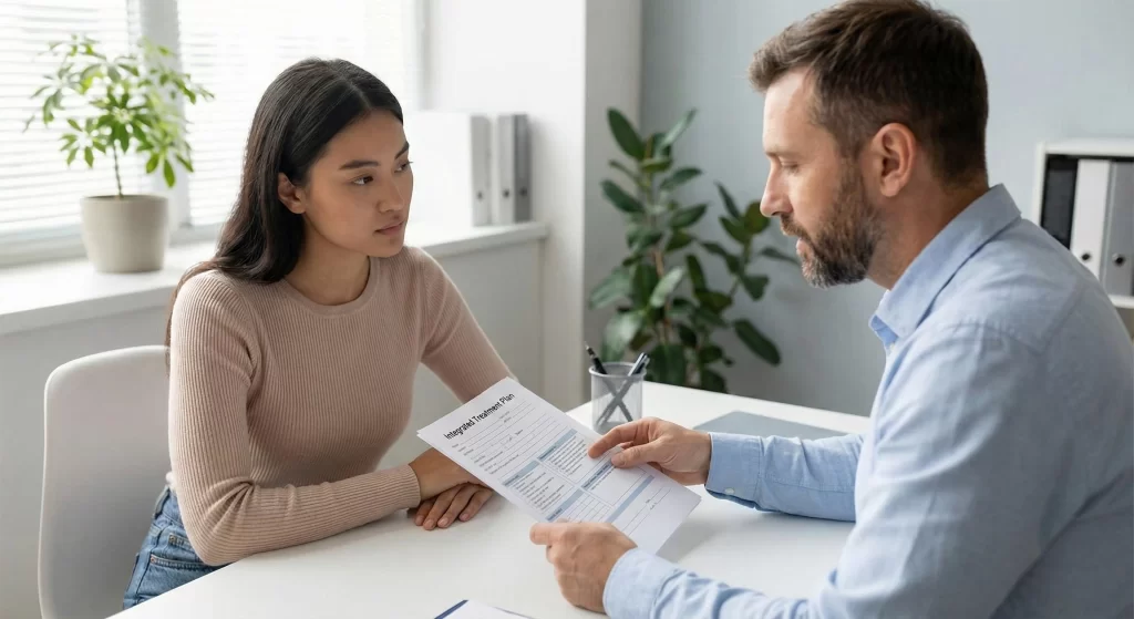 person helping someone with dual diagnosis support