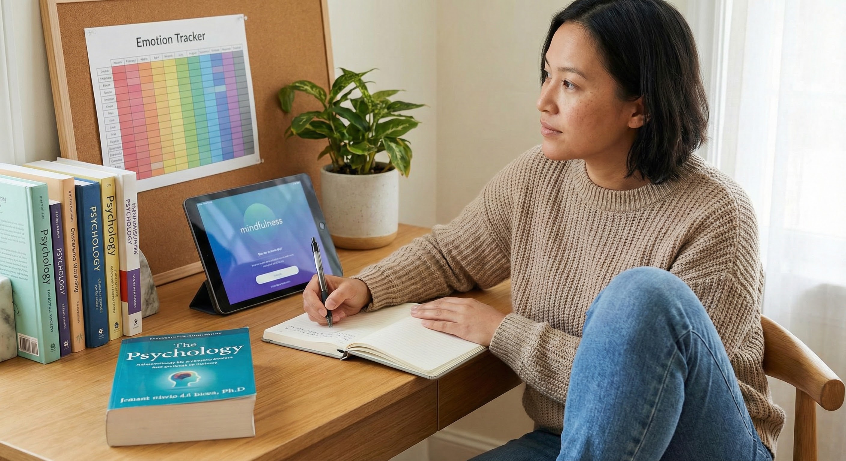 woman working on her mental health