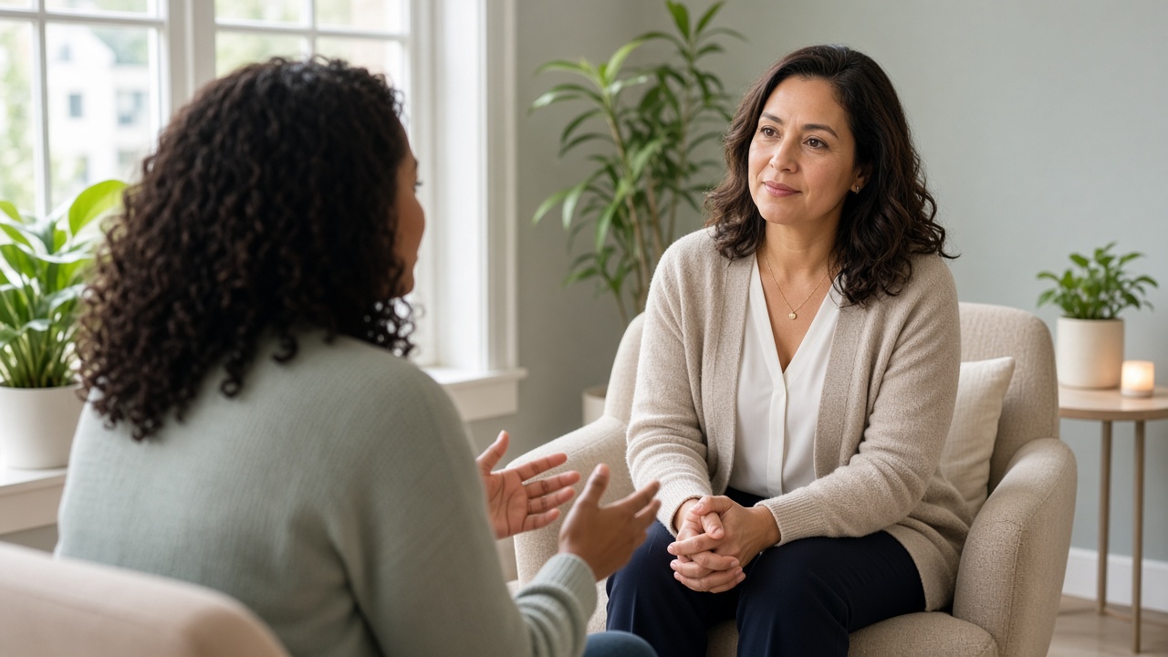 young native american woman at therapy